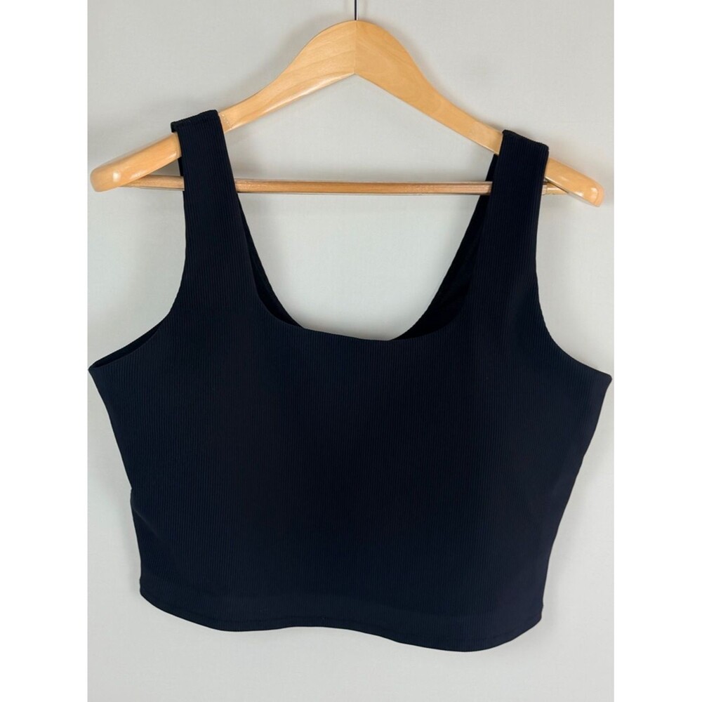 Skechers Ribbed Tank 2XL Black Crop Athletic Stretch Workout Top Skims Style